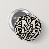 Vintages Monogramm M Art Nouveau Button (Vorne & Hinten)
