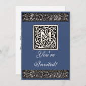 Vintages Monogramm M Art Nouveau Einladung (Vorne/Hinten)