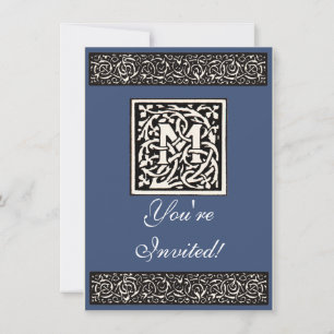 Vintages Monogramm M Art Nouveau Einladung