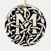 Vintages Monogramm M Art Nouveau Keramik Ornament (Vorne)