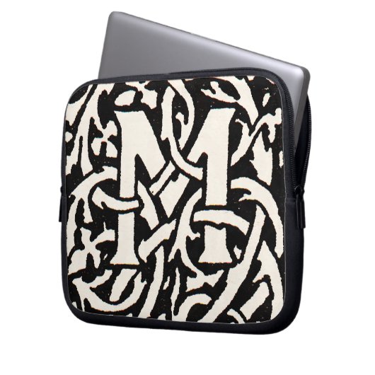 Vintages Monogramm M Art Nouveau Laptopschutzhülle (Vorderseite Links)