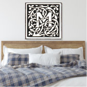 Vintages Monogramm M Art Nouveau Leinwanddruck (Insitu (Schlafzimmer))
