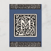 Vintages Monogramm M Art Nouveau Postkarte (Vorderseite)