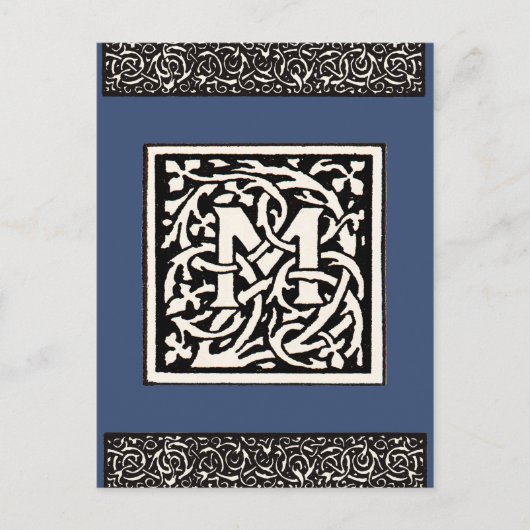 Vintages Monogramm M Art Nouveau Postkarte (Vorderseite)