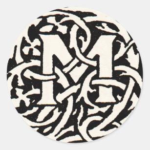 Vintages Monogramm M Art Nouveau Runder Aufkleber
