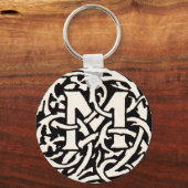 Vintages Monogramm M Art Nouveau Schlüsselanhänger (Vorderseite)