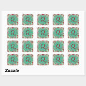 Vintages Monogramm Q Quadratischer Aufkleber (Blatt)