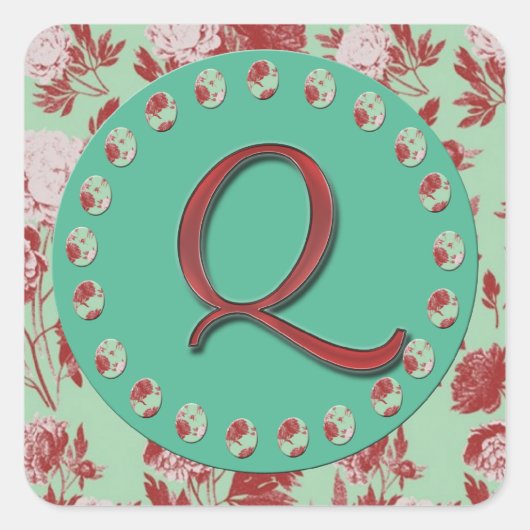 Vintages Monogramm Q Quadratischer Aufkleber (Vorderseite)