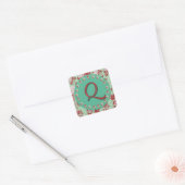 Vintages Monogramm Q Quadratischer Aufkleber (Umschlag)
