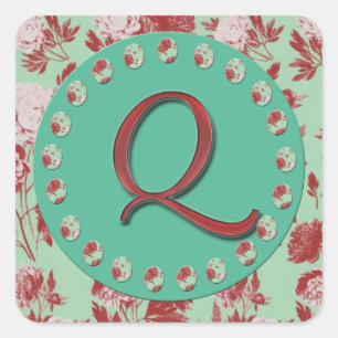 Vintages Monogramm Q Quadratischer Aufkleber