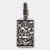 Vintages Monogramm R Art Nouveau Gepäckanhänger (Vorderseite vertikal)