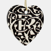 Vintages Monogramm R Art Nouveau Keramik Ornament (Rechts)