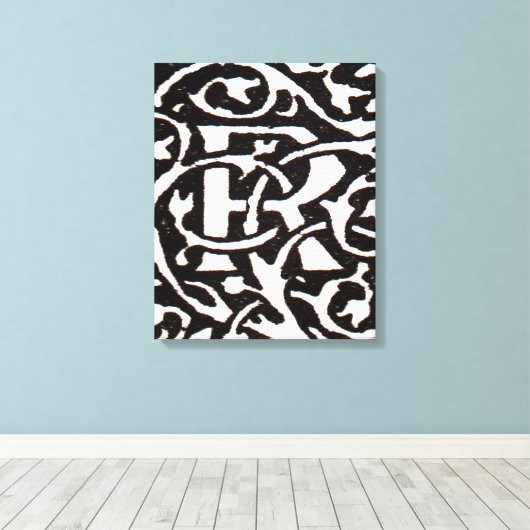 Vintages Monogramm R Art Nouveau Leinwanddruck (Insitu (Holzboden))
