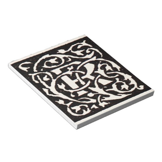 Vintages Monogramm R Art Nouveau Notizblock (angewinkelt)