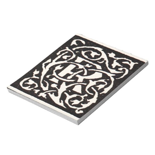 Vintages Monogramm R Art Nouveau Notizblock (Rotiert)