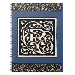 Vintages Monogramm R Art Nouveau Notizblock