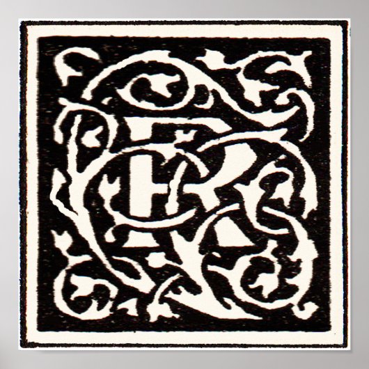 Vintages Monogramm R Art Nouveau Poster (Vorne)