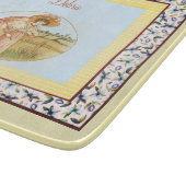 Vintages Monogramm Rosa Blau und Gelbe Girl Schneidebrett (Ecke)