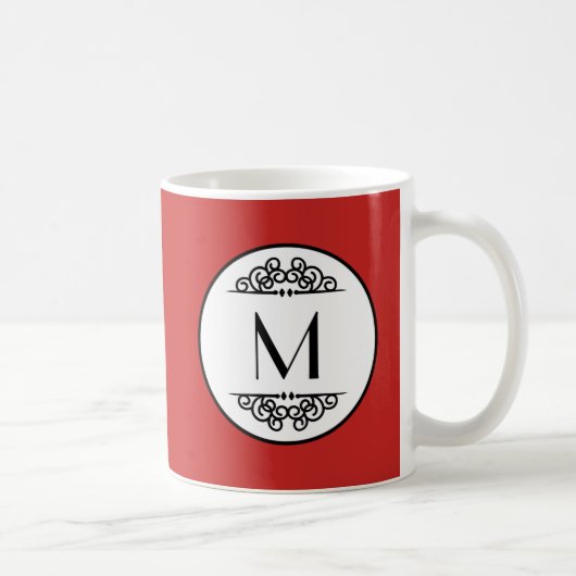 Vintages Monogramm Rot - Tasse (Rechts)