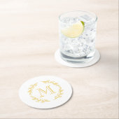 Vintages Monogramm Runder Pappuntersetzer (Vor Ort)