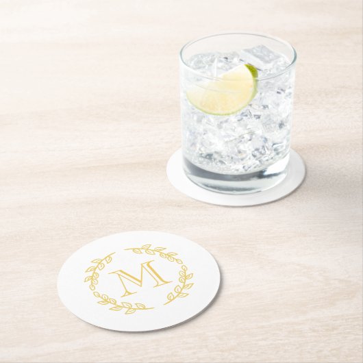 Vintages Monogramm Runder Pappuntersetzer (Vor Ort)