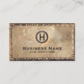 Vintages Monogramm Rusty Gold Metal Gerahmt Visitenkarte (Vorderseite)