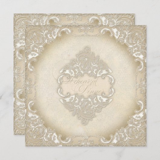 Vintages Monogramm-Schnürbarsch Einladung (Vorne/Hinten)