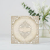 Vintages Monogramm-Schnürbarsch Einladung (Stehend Vorderseite)