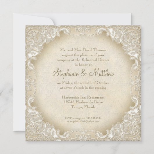 Vintages Monogramm-Schnürbarsch Einladung (Rückseite)