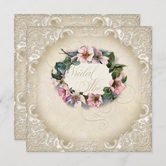 Vintages Monogramm-Schnürsenkel Einladung (Vorne/Hinten)