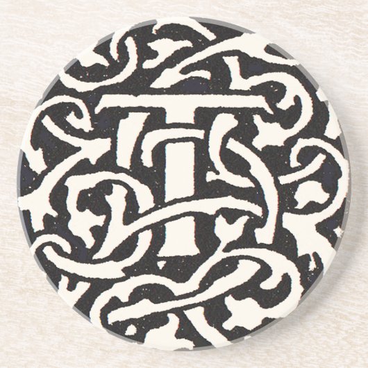 Vintages Monogramm T Art Nouveau Getränkeuntersetzer (Vorne)