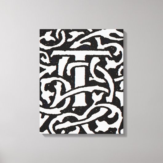 Vintages Monogramm T Art Nouveau Leinwanddruck (Vorderseite)