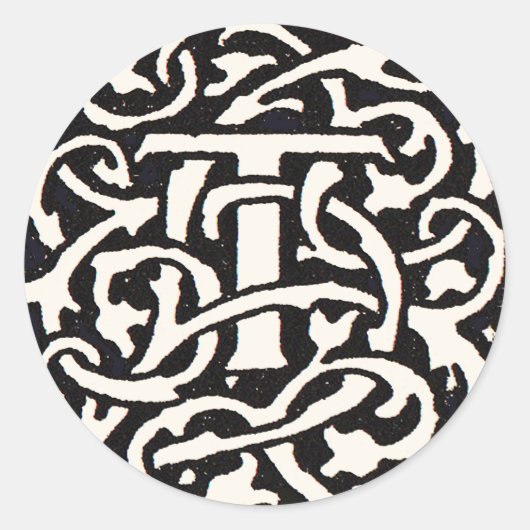 Vintages Monogramm T Art Nouveau Runder Aufkleber (Vorderseite)