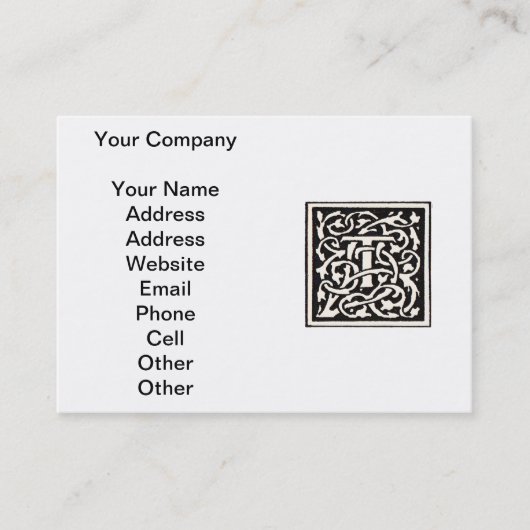 Vintages Monogramm T Art Nouveau Visitenkarte (Vorderseite)