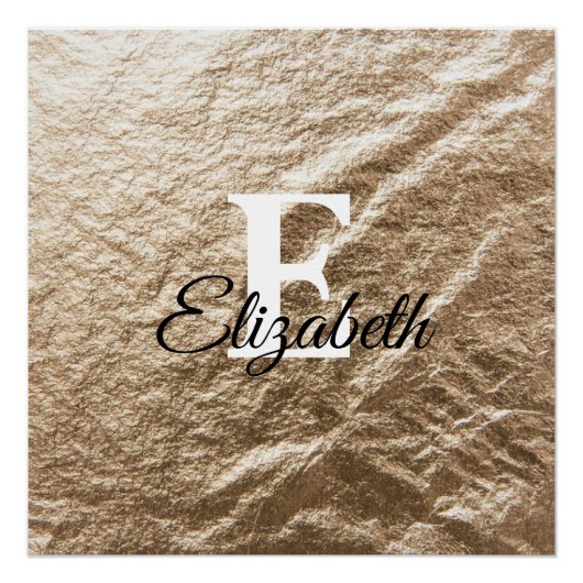 Vintages Monogramm-Typografie, vergoldetes Papier Poster (Vorderseite)