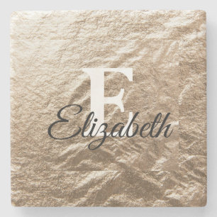 Vintages Monogramm-Typografie, vergoldetes Papier Steinuntersetzer