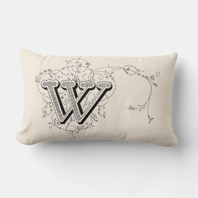 Vintages Monogramm "W" Lendenkissen (Vorderseite)