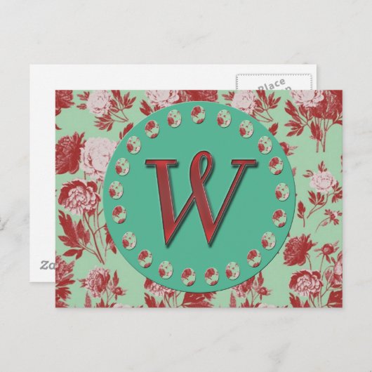 Vintages Monogramm W Postkarte (Vorne/Hinten)