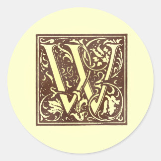 Vintages Monogramm W Runder Aufkleber