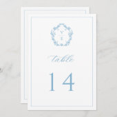 Vintages Monogramm Wappen Light Blue Tischnummer (Vorne/Hinten)