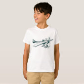 Vintages Monoplane - Dunkelgrün T-Shirt (Vorne ganz)