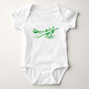 Vintages Monoplane - grünes Gras Baby Strampler