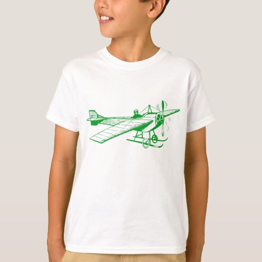 Vintages Monoplane - grünes Gras T-Shirt (Vorderseite)