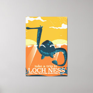 Vintages Monster Hochländer Loch Ness Schottland Leinwanddruck