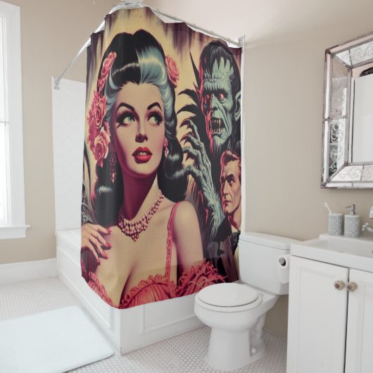 Vintages Monster Horror Girl Duschvorhang (Beispiel)