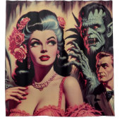 Vintages Monster Horror Girl Duschvorhang (Vorderseite)