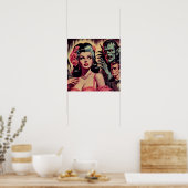 Vintages Monster Horror Girl Poster (Küche)