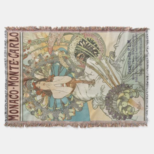 Vintages Mont-Carlo-Poster von Alphonse Mucha Decke (Vorderseite)
