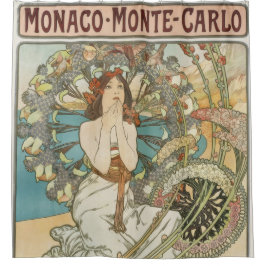 Vintages Mont-Carlo-Poster von Alphonse Mucha Duschvorhang