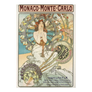 Vintages Mont-Carlo-Poster von Alphonse Mucha Fotodruck